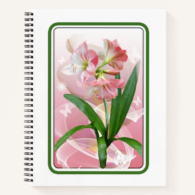 Cuaderno Hermoso tema floral Amaryllis (Anverso)