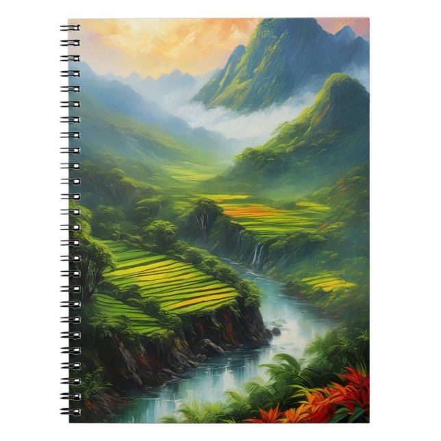 Cuaderno Hermoso valle verde de los picos asiáticos (Frente)