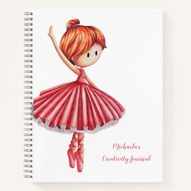 Cuaderno Hermoso vestido rosa bailarina niña (Anverso)