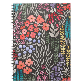 Cuaderno Hermoso y colorido jardín de flores sin costura