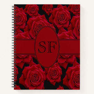 Cuaderno Hermoso y elegante Bloom Rosa Rojo - Monograma