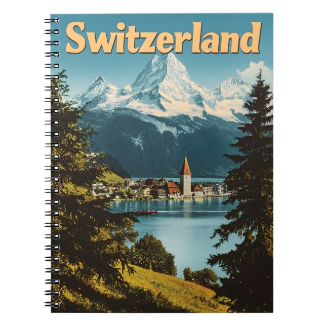 Cuaderno Hermosos Alpes Suizos Suiza Montañas Escénicas (Frente)