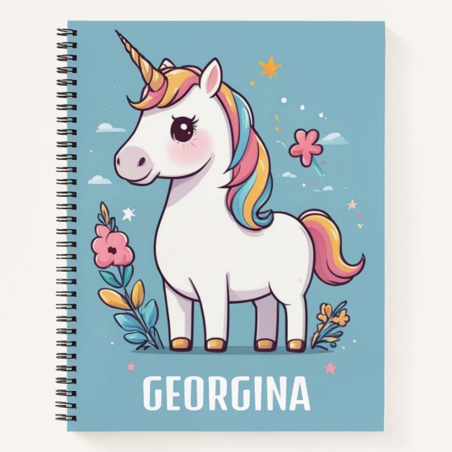 Cuaderno Hermosos niños personalizados de Unicornio (Anverso)