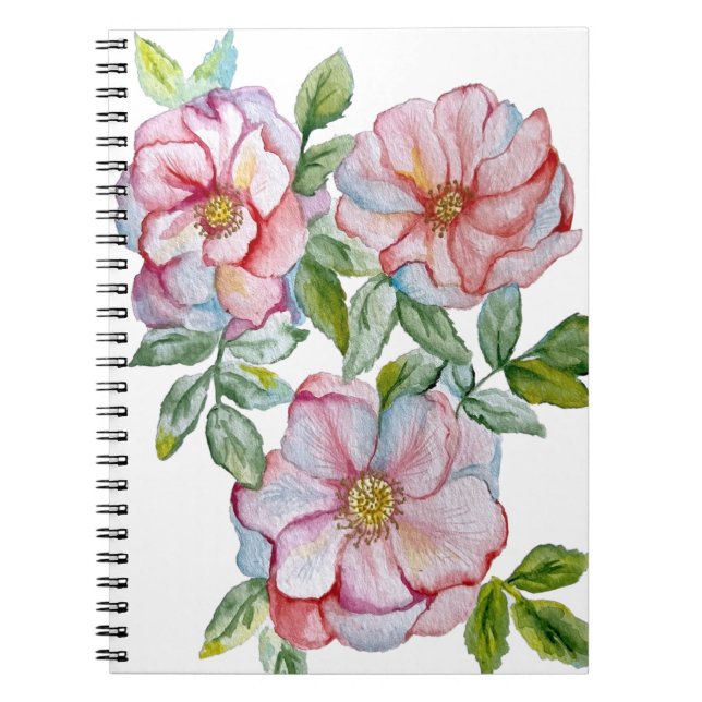 Cuaderno Hermosos rosas acuarelas realistas. (Frente)