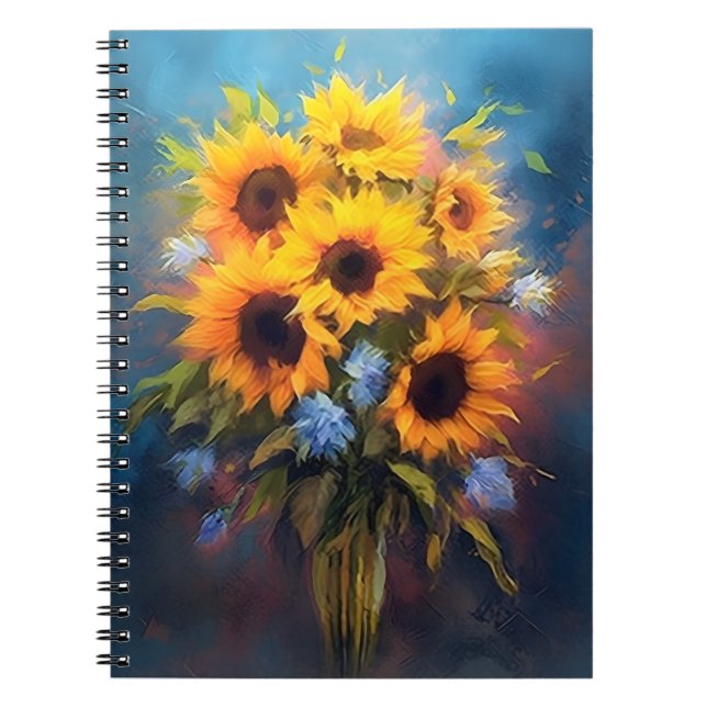 Cuaderno Hermosos Sunflowers Bouquet Elegante Botánica (Frente)