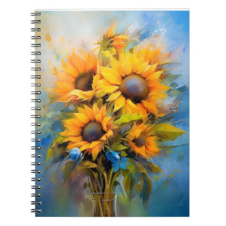 Cuaderno Hermosos Sunflowers Bouquet Naturaleza Arte Botáni