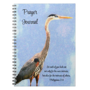 Cuaderno Heron Sea Bird Mirando La Biblia Verse Faith