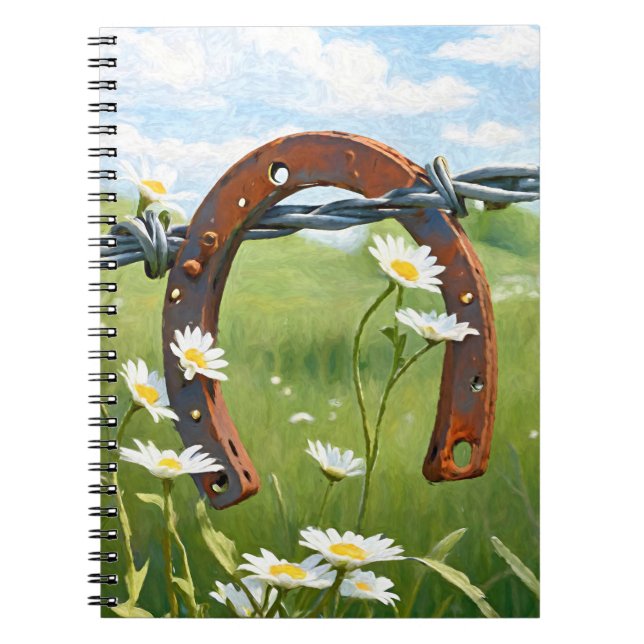 Cuaderno Herradura oxidada y margaritas blancas (Frente)