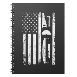 Cuaderno Herramientas de carpintero de bandera estadouniden