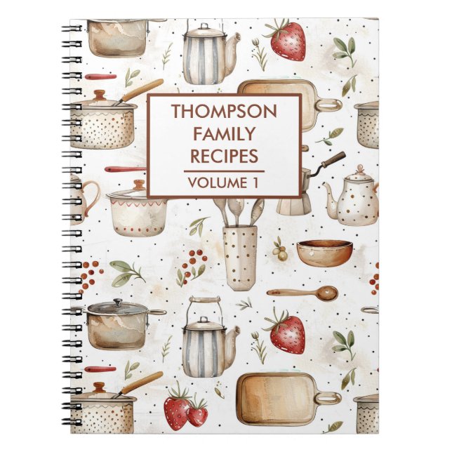 Cuaderno Herramientas de cocina Receta personalizada (Frente)
