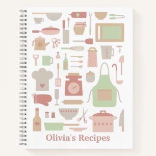 Cuaderno Herramientas de cocina y recetas del patrón de ut