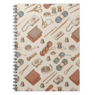 Cuaderno Herramientas de costura y tejer de aguja vintage