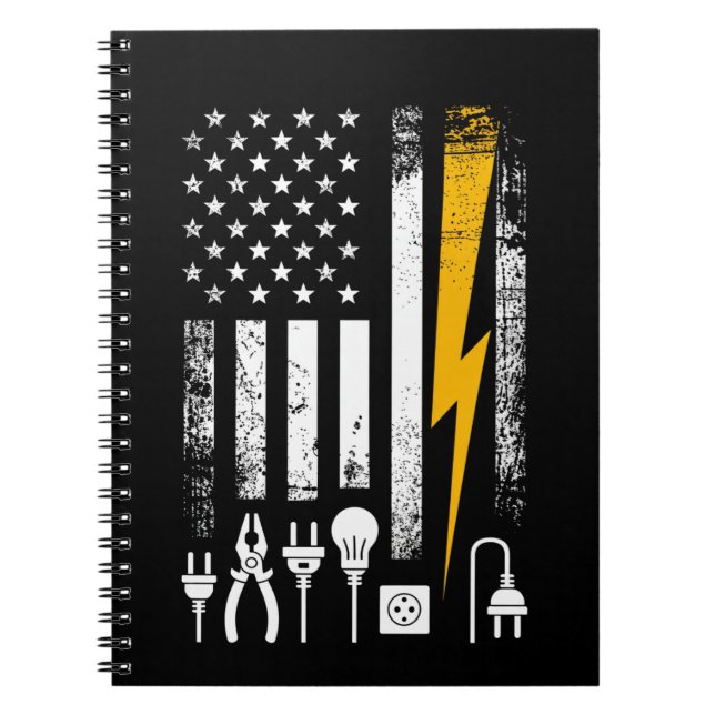 Cuaderno Herramientas de electricista liniero de bandera es (Frente)