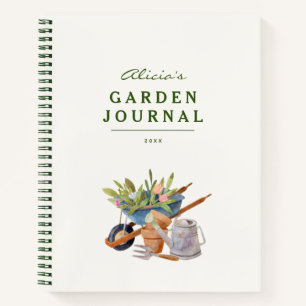 Cuaderno Herramientas de jardinería Acuarela Jardín Bloc de