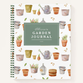 Cuaderno Herramientas de jardinería Acuarela Jardín Bloc de