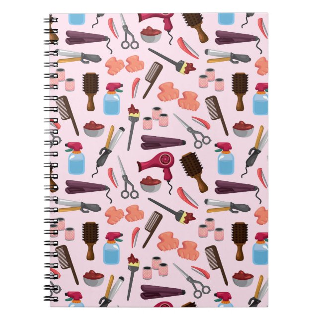 Cuaderno Herramientas De Peluquería, Patrón De Diseño Sin M (Frente)