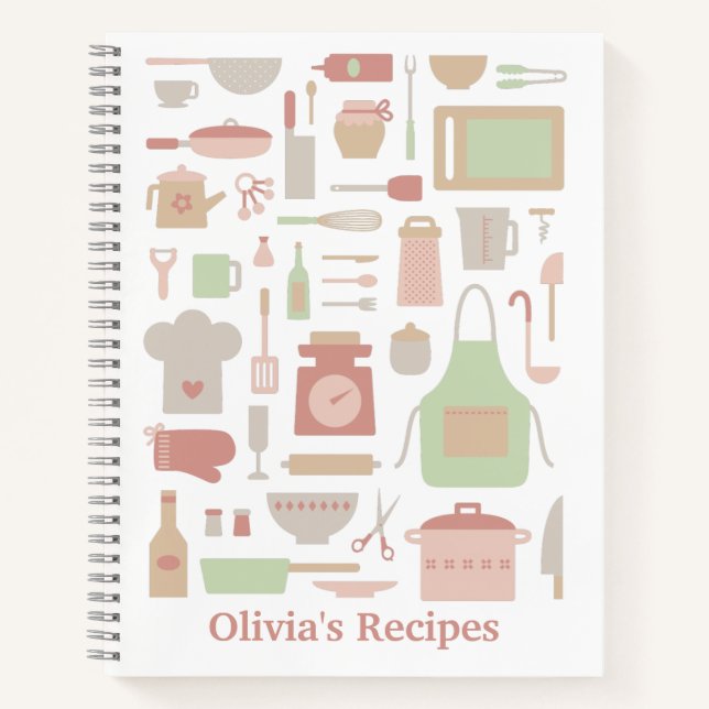Cuaderno Herramientas y Utensilios de Cocina Patrones de Re (Anverso)