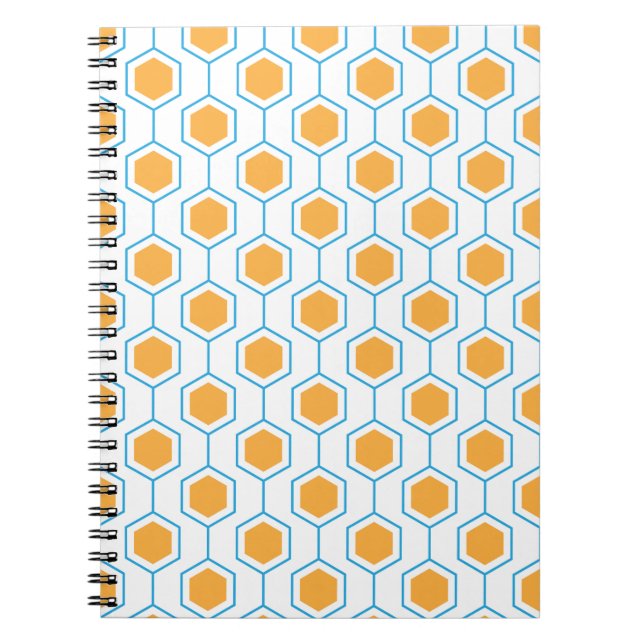 Cuaderno Hexagon abstract geometrical pattern in orange blu (Frente)