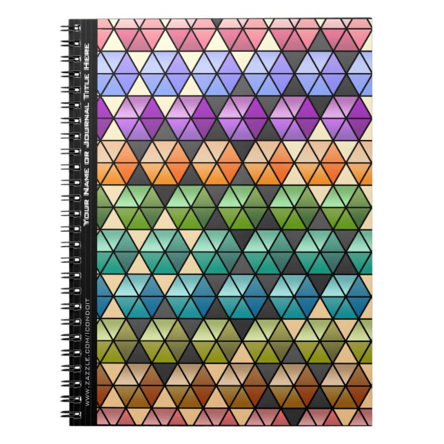 Cuaderno Hexagon Quilt (arcoiris cálido - personalizado) (Frente)