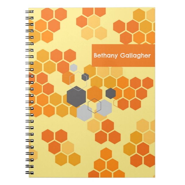 Cuaderno Hexagones geométricas de abejas estilizadas person (Frente)
