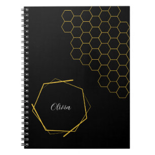 Cuaderno Hexagones geométricas de época elegantes personali