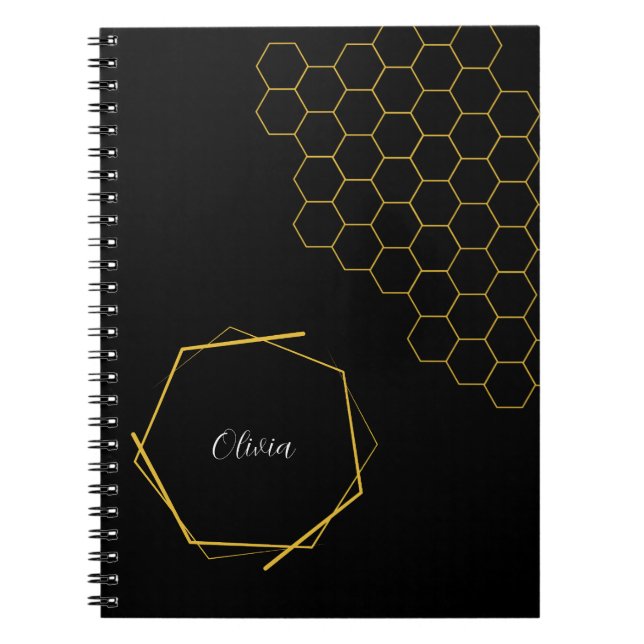 Cuaderno Hexagones geométricas de época elegantes personali (Frente)