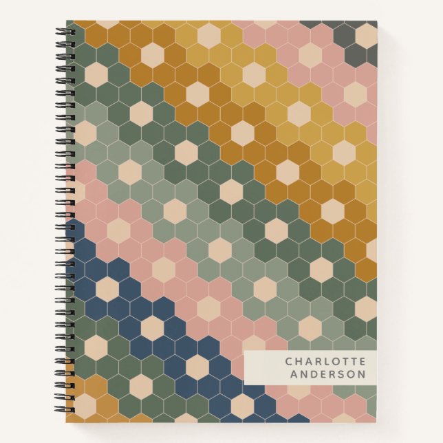 Cuaderno Hexagones geométricas de época elegantes personali (Anverso)