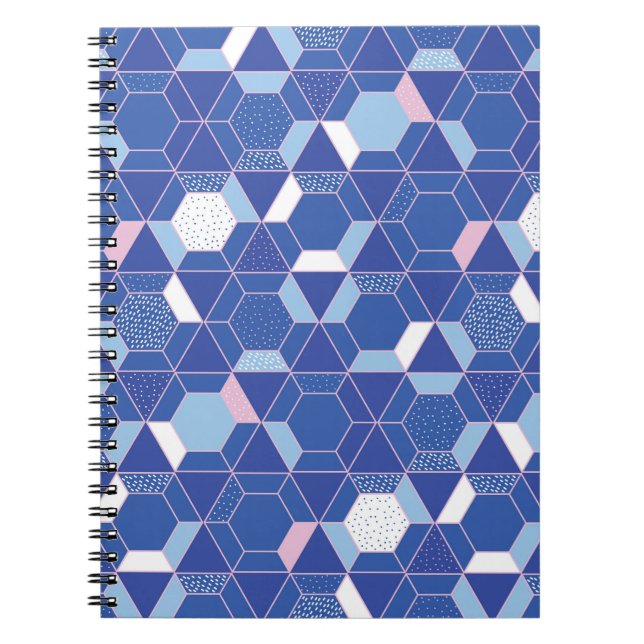 Cuaderno Hexagones, triángulos: patrón abstracto geométrico (Frente)