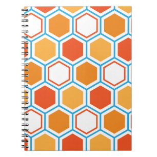 Cuaderno Hexágono en naranja, azul y blanco