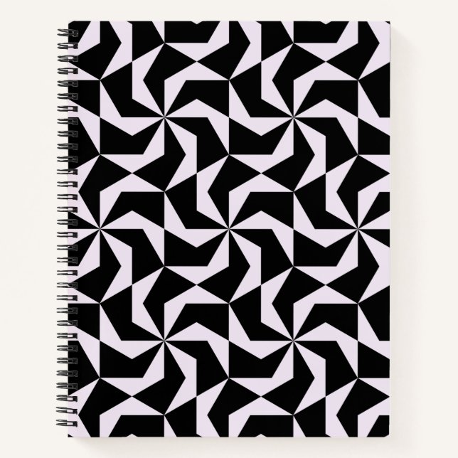 Cuaderno Hexágono geométrico abstracto de color negro y ros (Anverso)