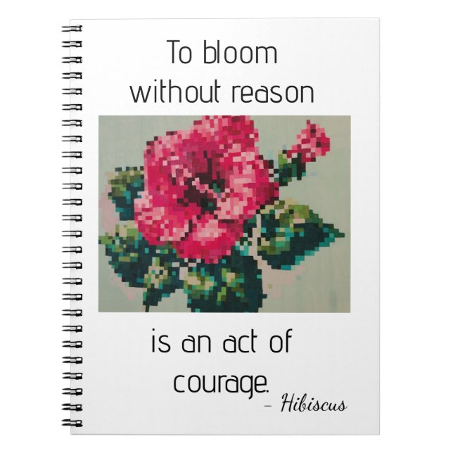 Cuaderno Hibisco Rosa en Píxeles Suaves (Frente)