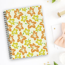 Cuaderno Hibiscus amarillo, Hibiscus Naranja, patrón floral