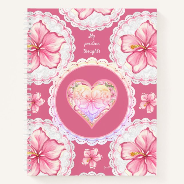 Cuaderno Hibiscus & lace PINK (Anverso)