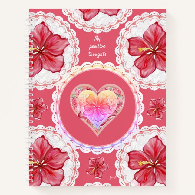 Cuaderno Hibiscus & lace RED (Anverso)