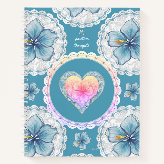 Cuaderno Hibiscus & lace TURQUOISE (Anverso)