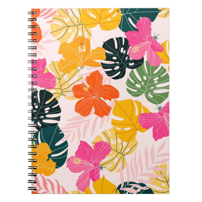 Cuaderno Hibiscus & Monstera: Vibrancia tropical (Frente)