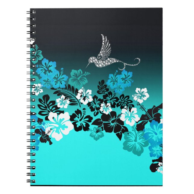 Cuaderno Hibiscus on Turquoise with Hummingbird Grocerge Ba (Frente)
