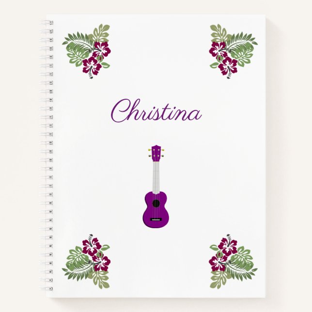 Cuaderno Hibiscus Purple Hawaii flor música ucraniana (Anverso)