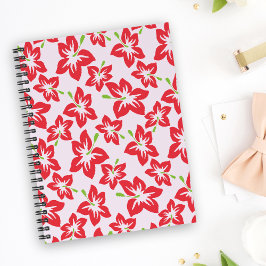 Cuaderno Hibiscus Rojo, Flores Rojas, Patrón De Flores