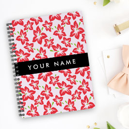 Cuaderno Hibiscus Rojo, Flores Rojas, tu nombre