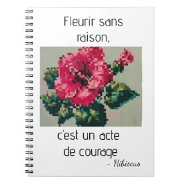 Cuaderno Hibiscus rose en pixels délicats