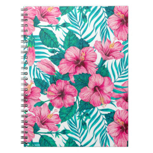 Cuaderno Hibiscus y hojas de palmera