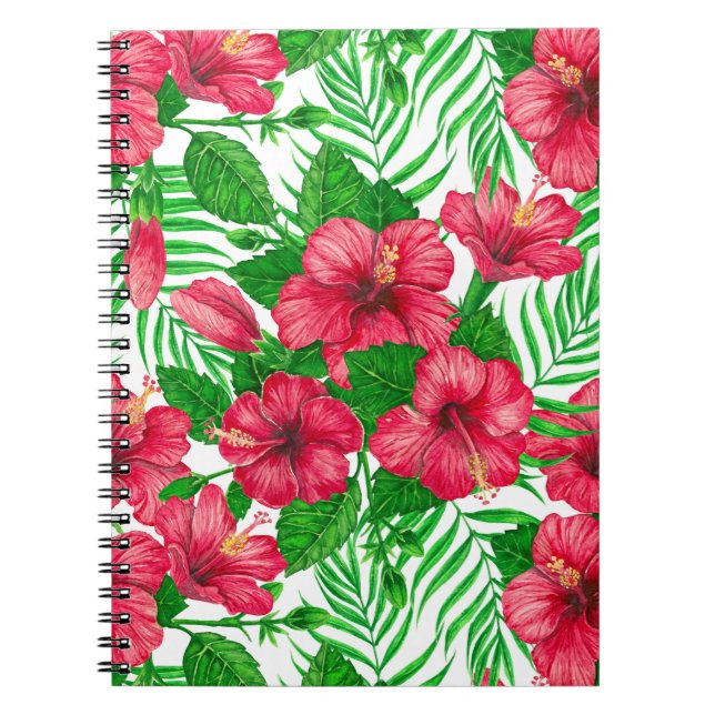 Cuaderno Hibiscus y hojas de palmera (Frente)