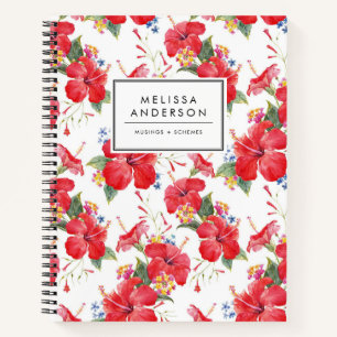 Cuaderno Hibiscus y Lantana Pattern Personalizado