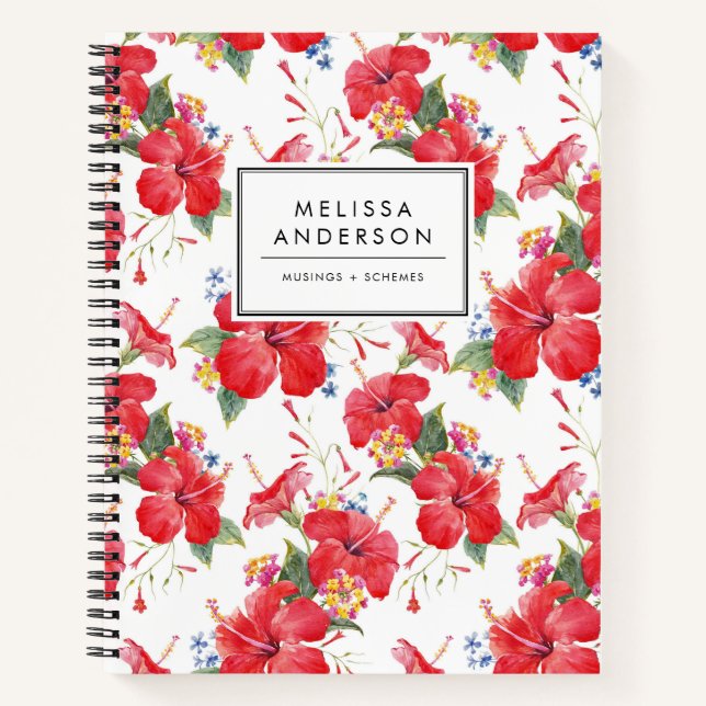 Cuaderno Hibiscus y Lantana Pattern Personalizado (Anverso)