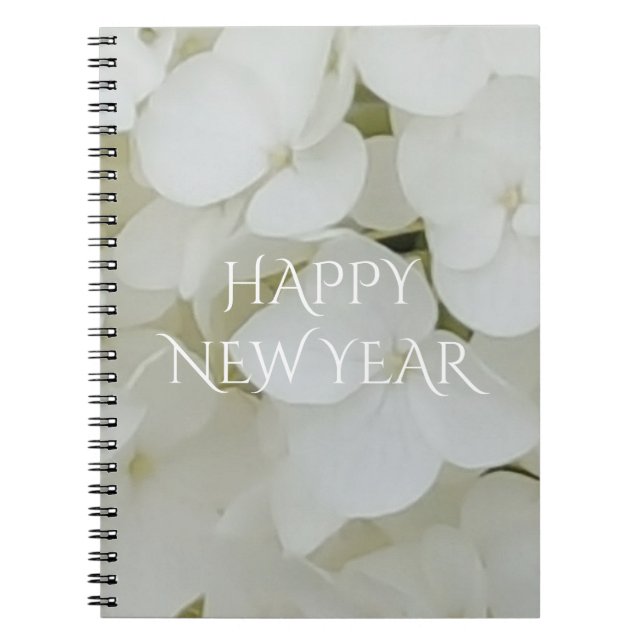 Cuaderno Hidrangea Flores Flores Blanco Floral Elegante Blo (Frente)