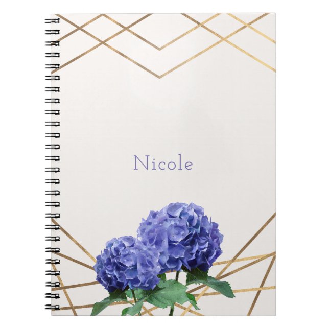 Cuaderno Hidrangea Flores y Personalizado floral elegante d (Frente)
