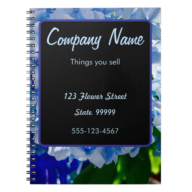 Cuaderno Hidrangeas Bouquets de color azul púrpura (Frente)