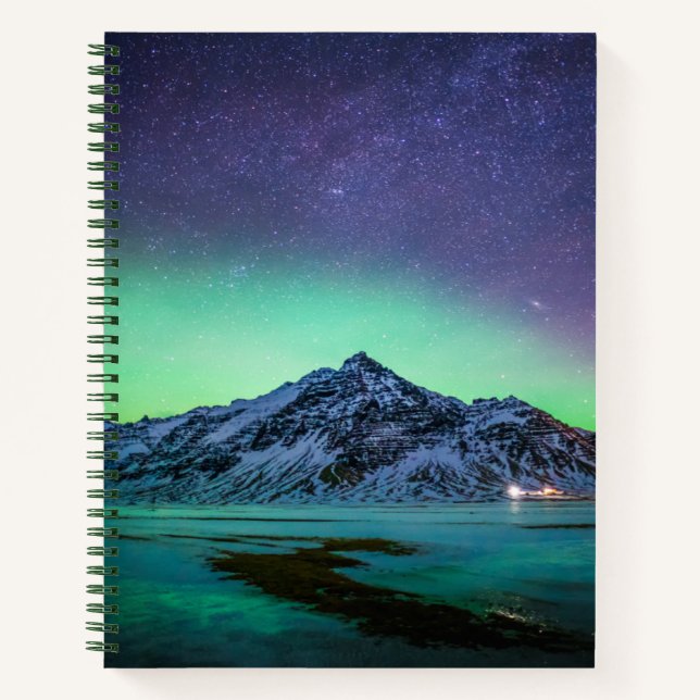Cuaderno Hielo y nieve | Aurora Borealis Vía Láctea Islandi (Anverso)