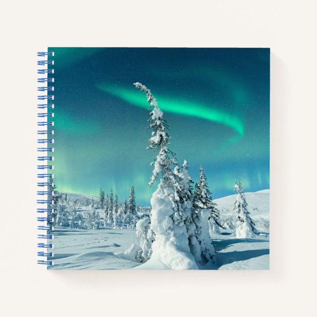 Cuaderno Hielo y nieve | Luces boreales, Laponia, Finlandia (Anverso)